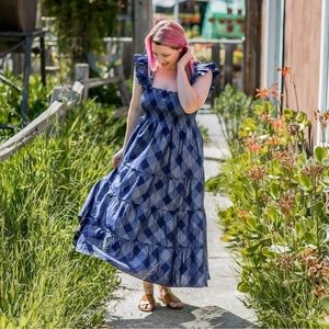 Hill House Ellie Nap Dress Blue and Silver Gingham Print